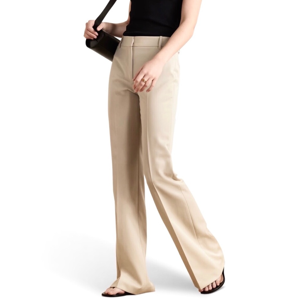 NILI LOTAN Arielle wool-twill Creamy Winter White Flared Trouser Pants Size 8